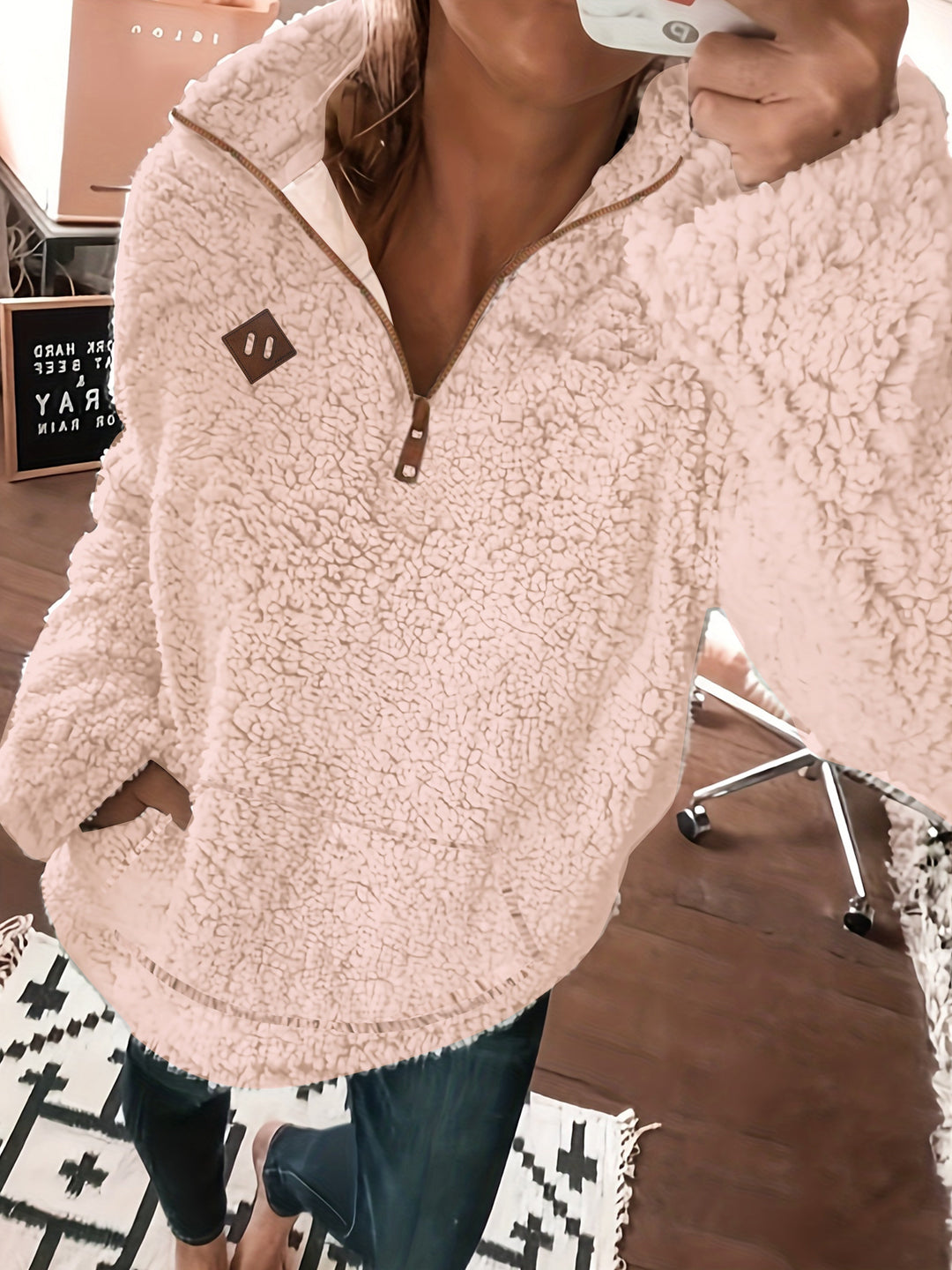Warm Teddy Coat / Sweater with Zipper