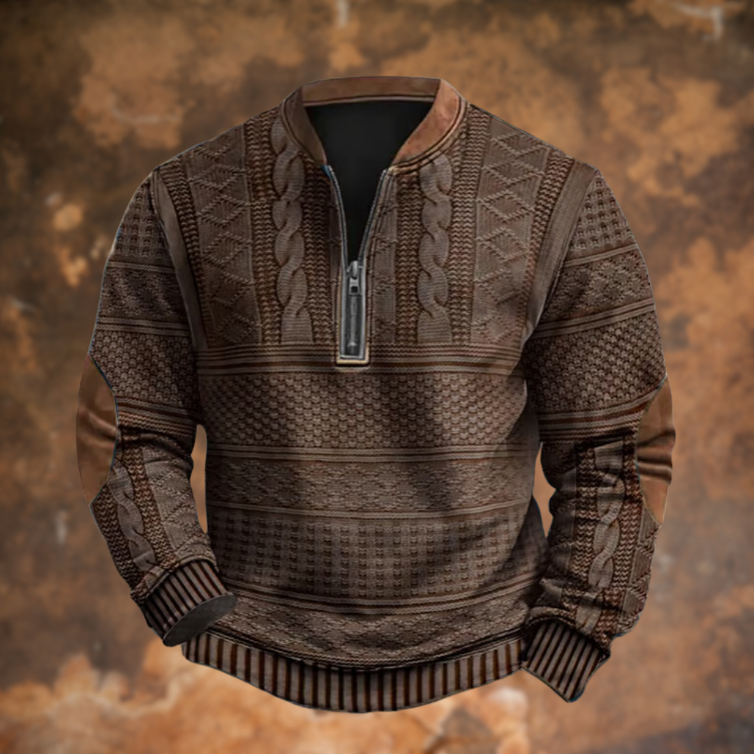 Casual Knitted Sweater with Zipper Detail