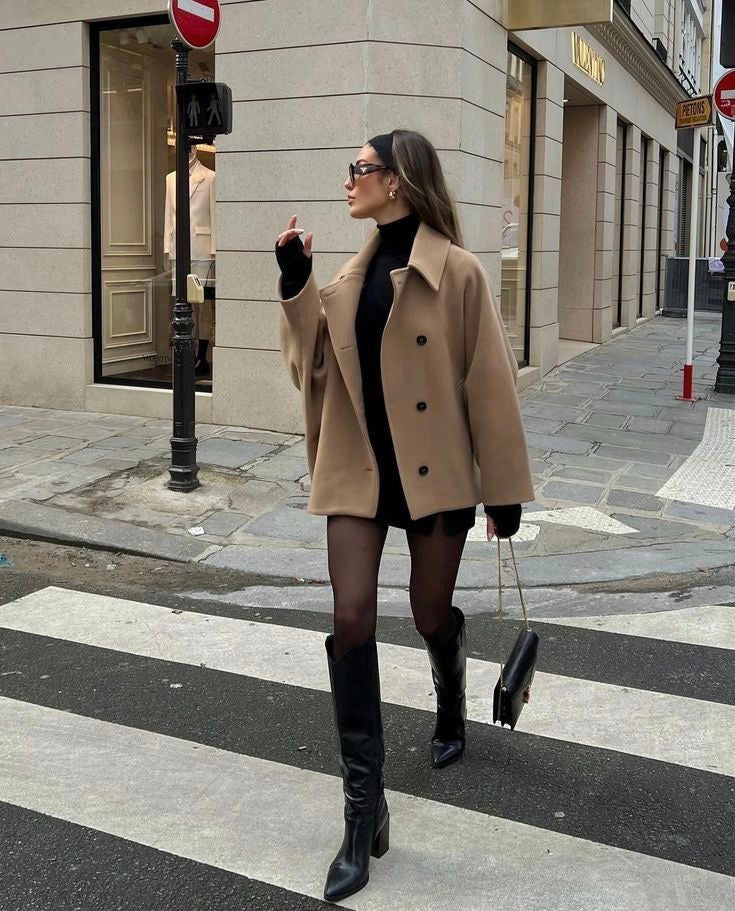 Oversized Women's Wool Blend Coat 