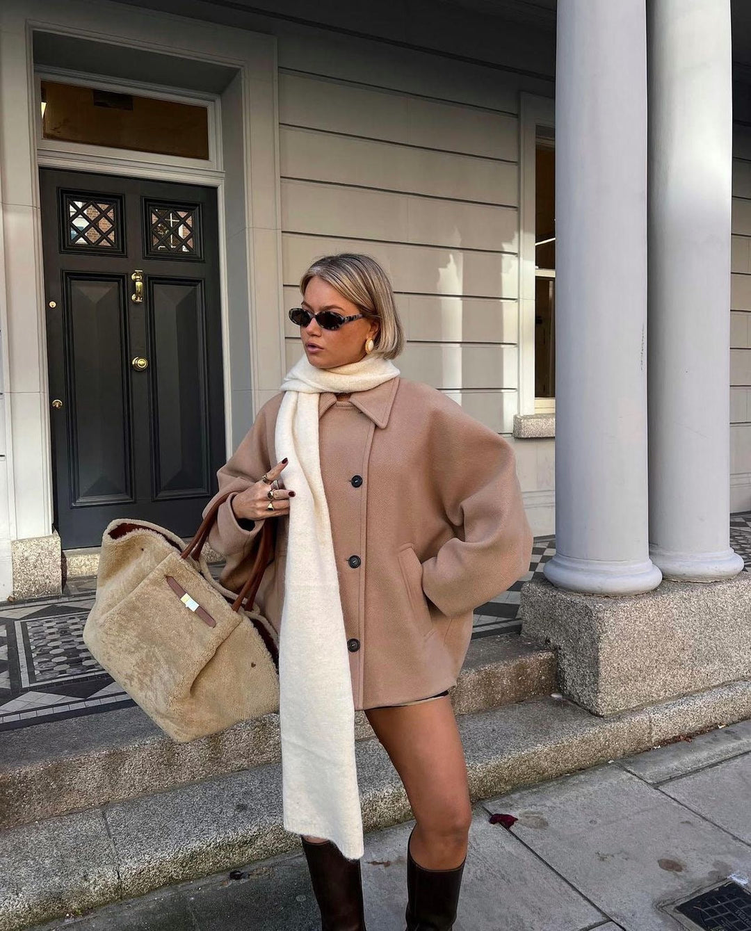 Oversized Women's Wool Blend Coat 