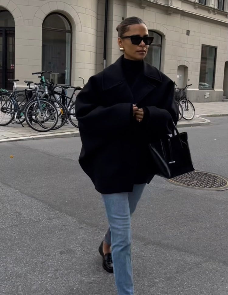 Oversized Women's Wool Blend Coat 