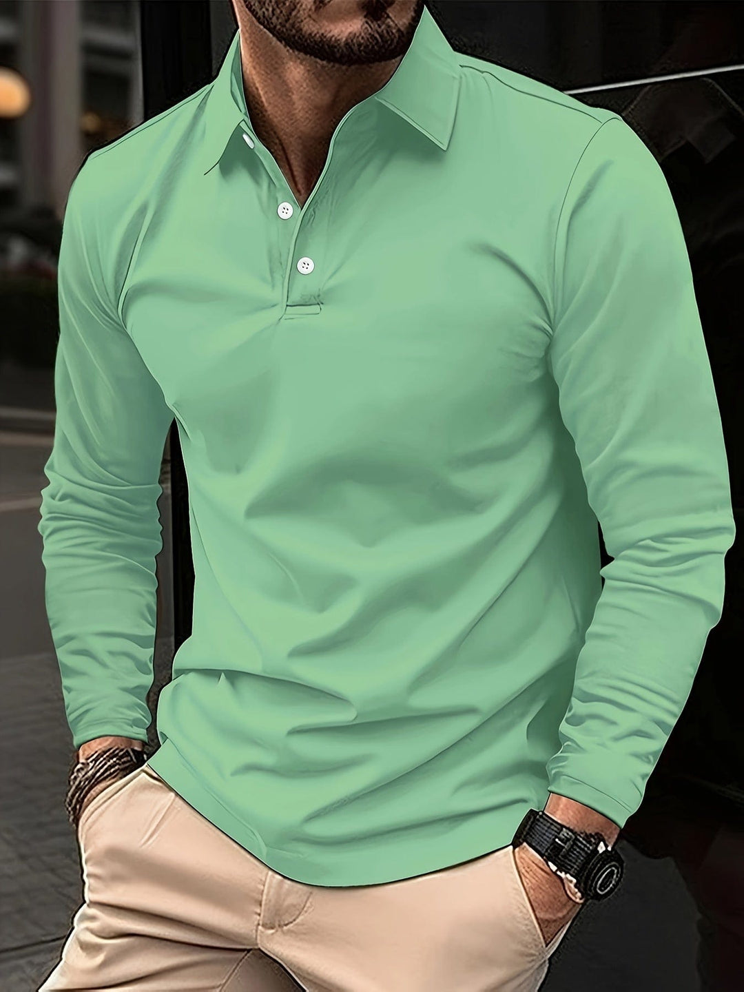 Comfortable Long Sleeve Polo Shirt 