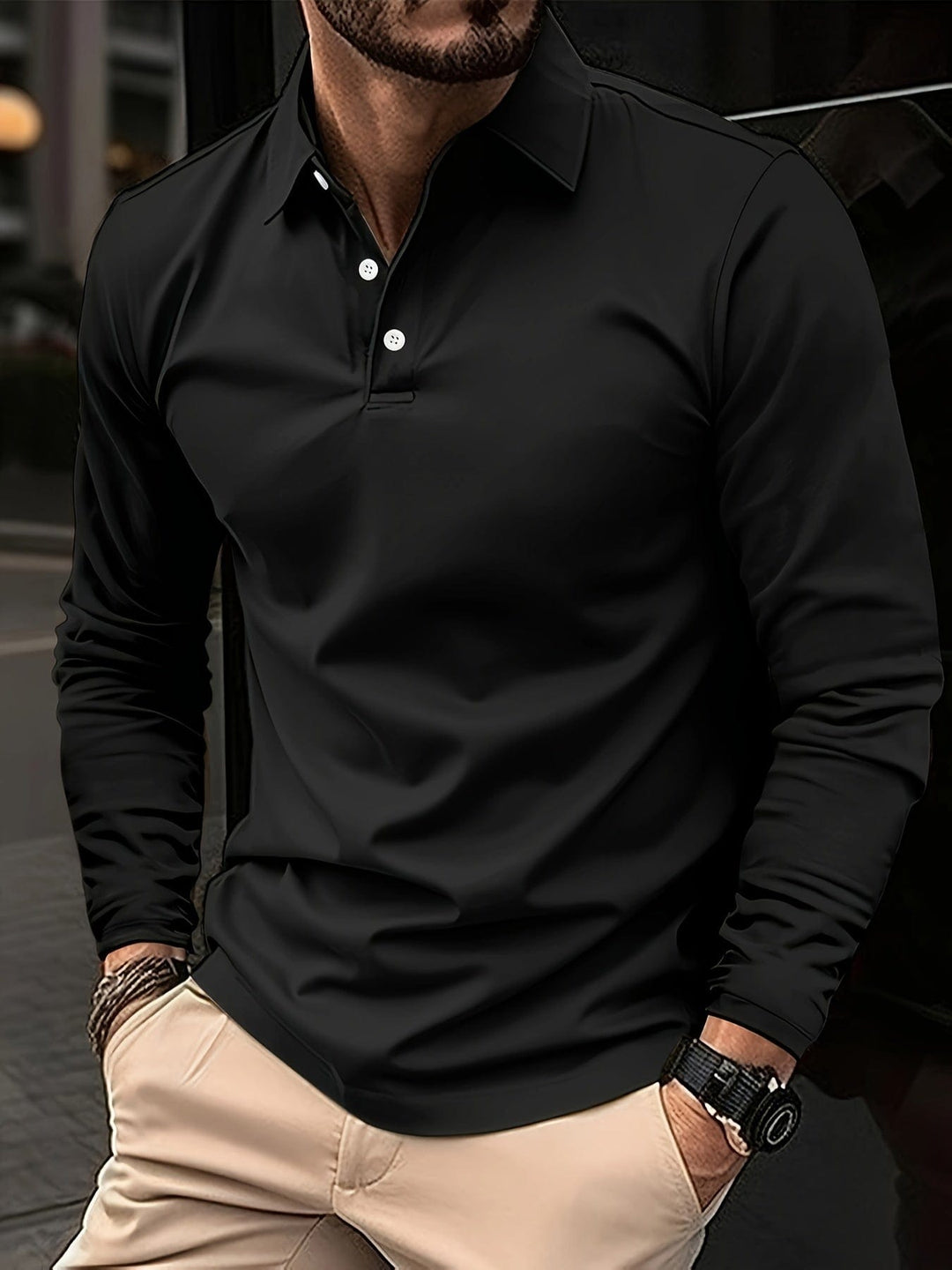 Comfortable Long Sleeve Polo Shirt 