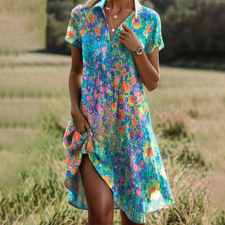 Summer Boho Dress with Floral Print 