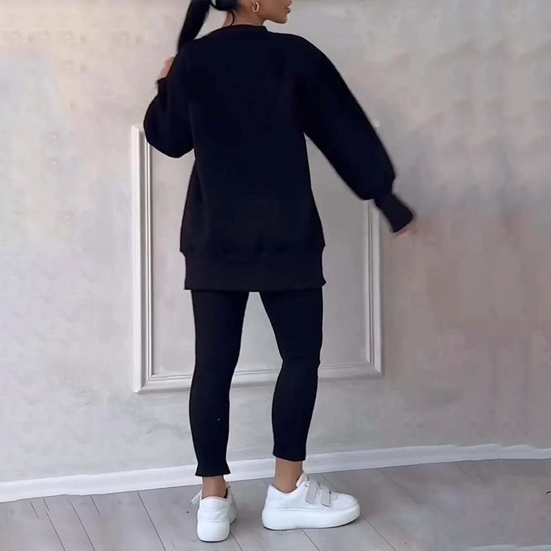 Casual Women Sweatshirt Leggings Set