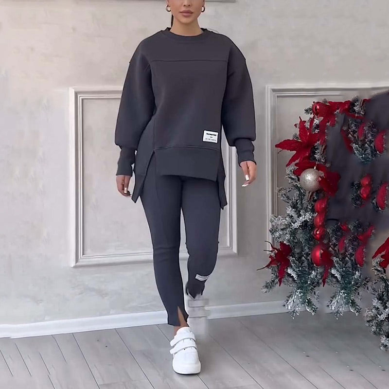 Casual Women Sweatshirt Leggings Set